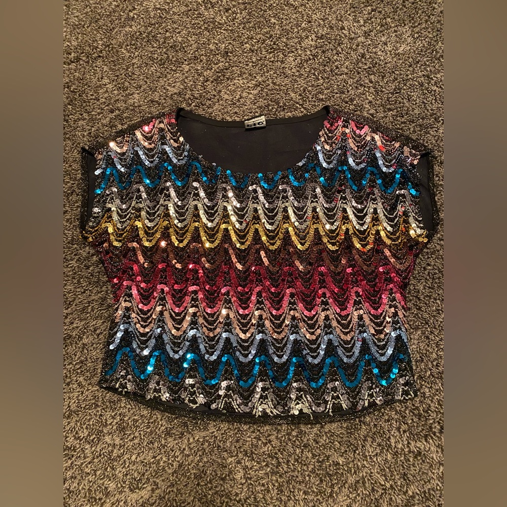 Rio Brand Vintage Sequin Crop Top